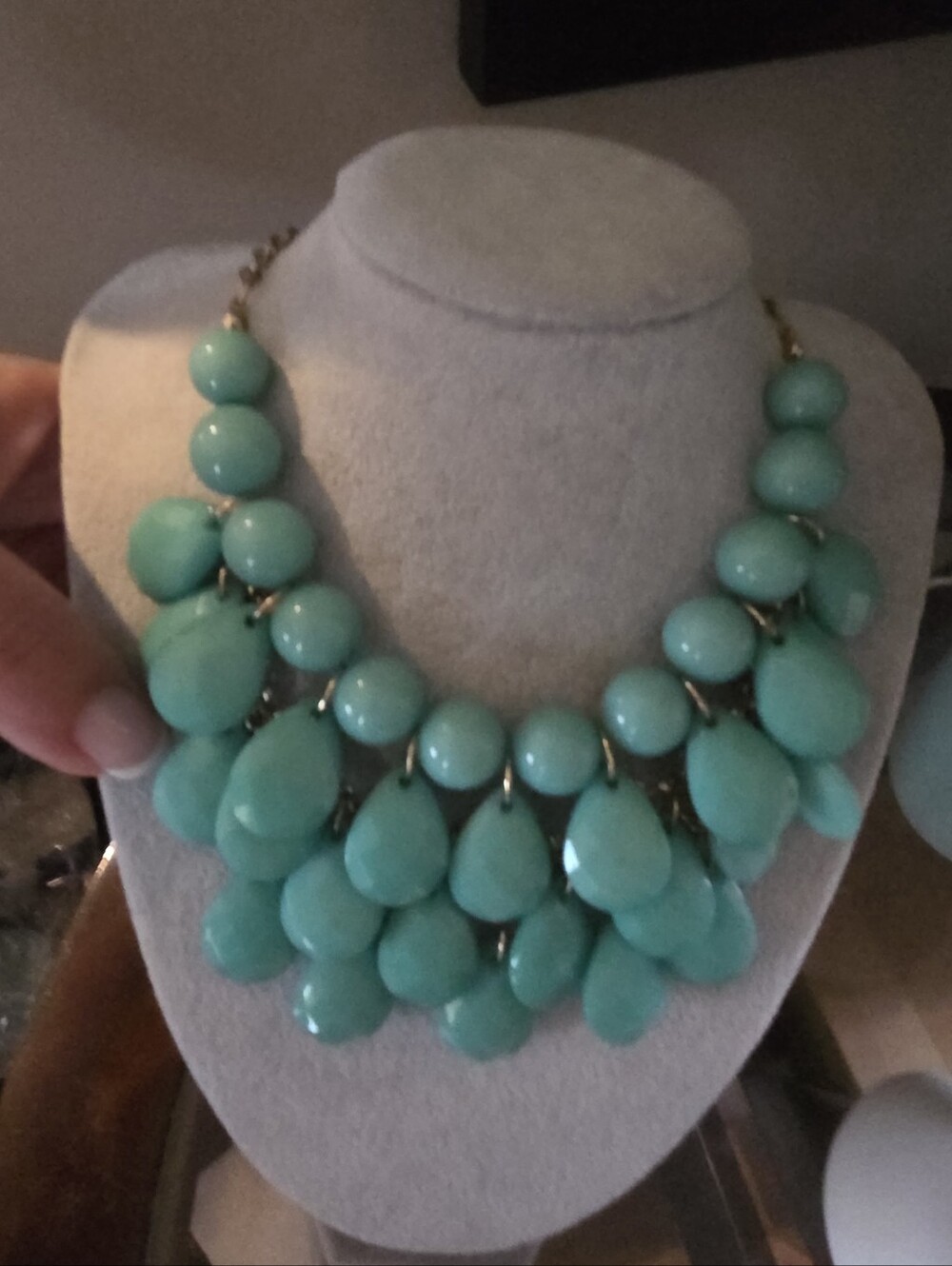 Statement Teardrop Bib Necklace in Turquoise - Unbranded